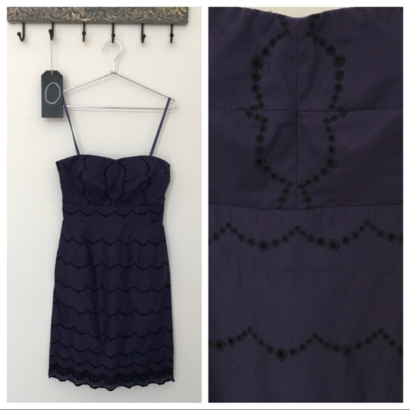 J. Crew Dresses & Skirts - J. Crew Navy Eyelet Cotton Strapless Dress 0
